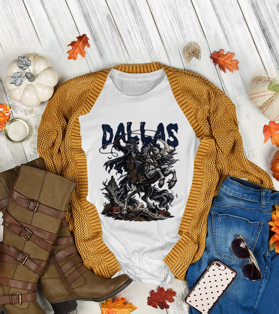 Dallas Cowboys Skeleton Horse Rider Halloween T-Shirt