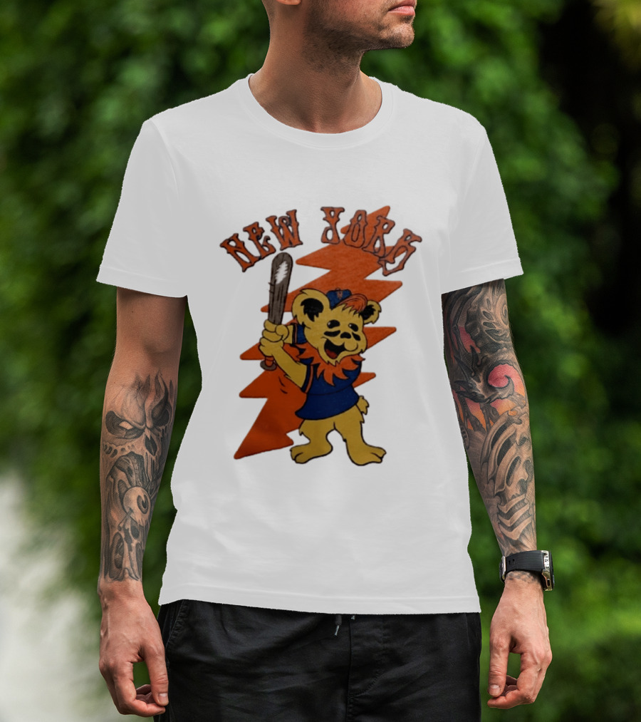 New York Grateful Dead Dancing Bear Batting Baseball Mets MLB T-Shirt