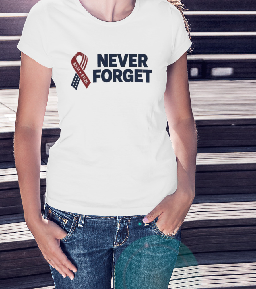 Jim Harbaugh Never Forget 911 Memorial Ribbon T-Shirt