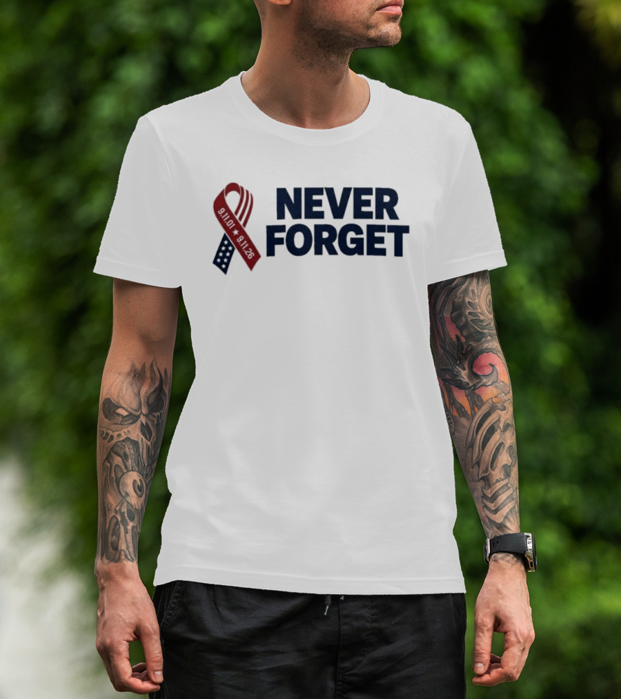 Jim Harbaugh Never Forget 911 Memorial Ribbon T-Shirt