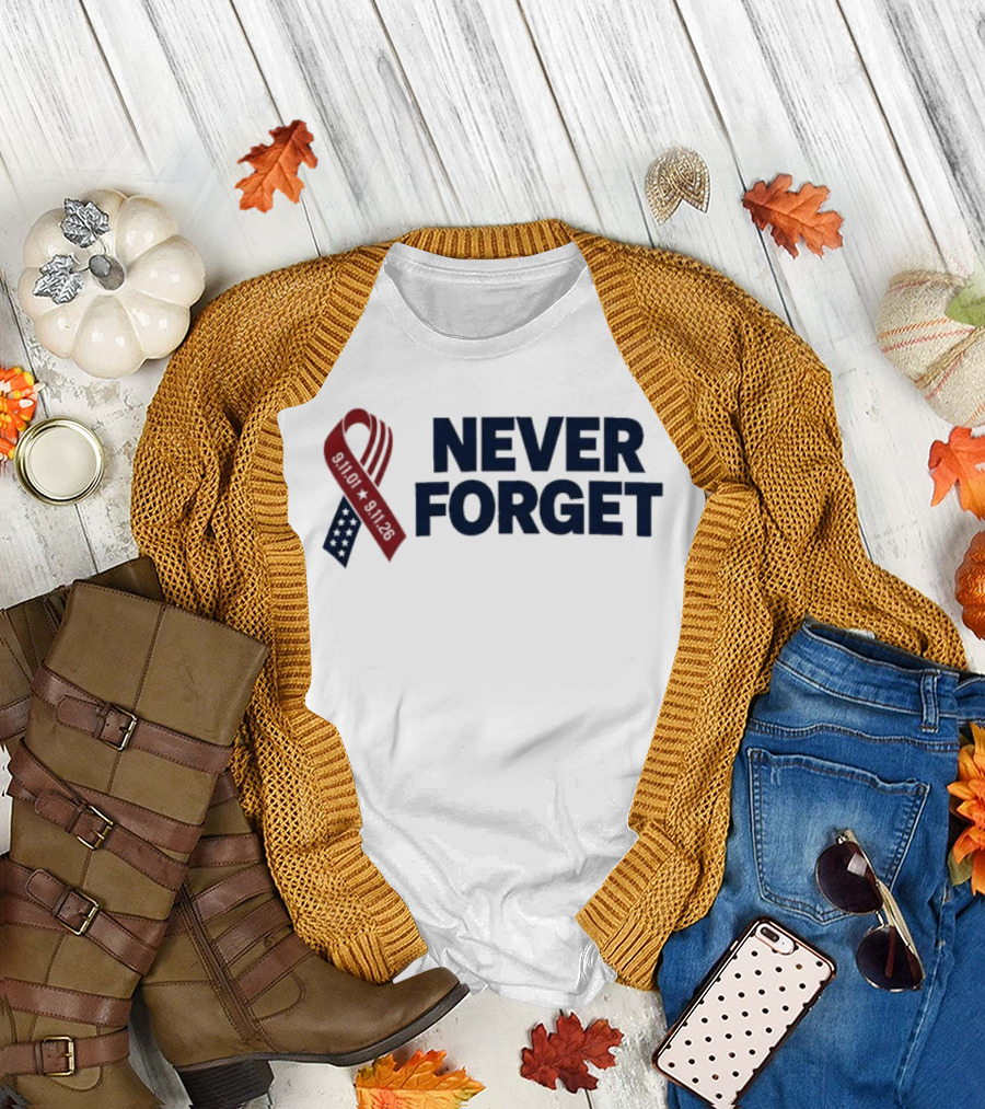 Jim Harbaugh Never Forget 911 Memorial Ribbon T-Shirt