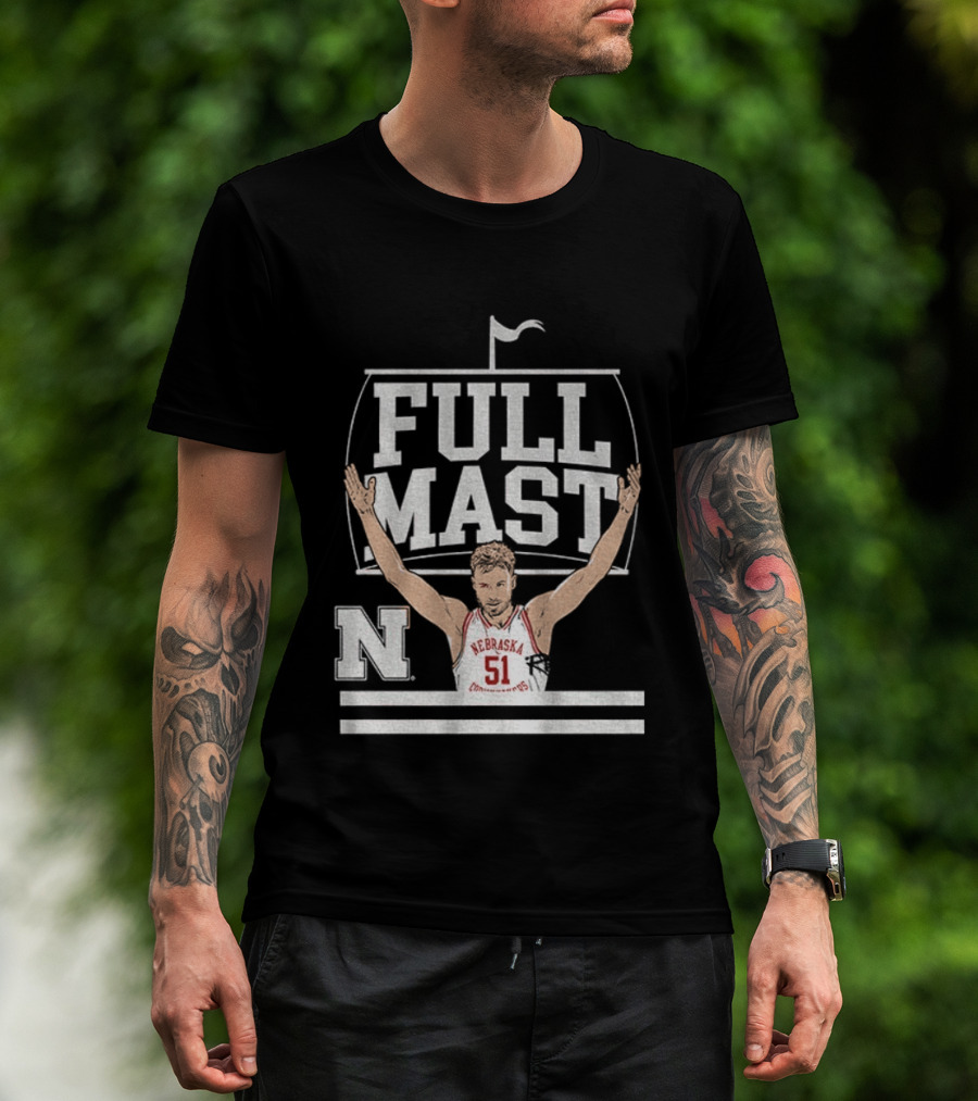 Rienk Mast 51 Full Mast Nebraska Cornhuskers Basketball Cartoon T-Shirt