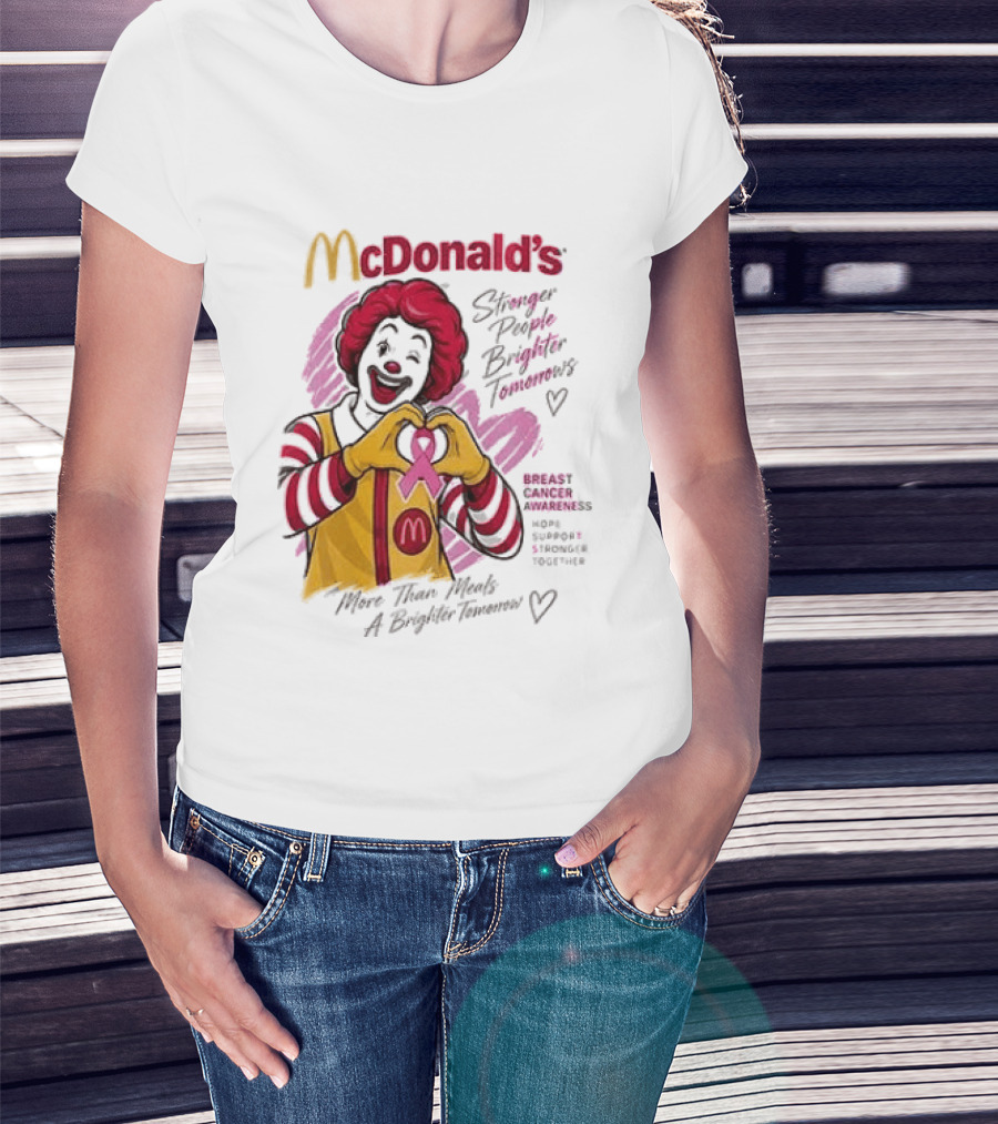 McDonald's Ronald McDonald Breast Cancer Awareness "More Than Meals A Brighter Tomorrow" Pink Ribbon T-Shirt