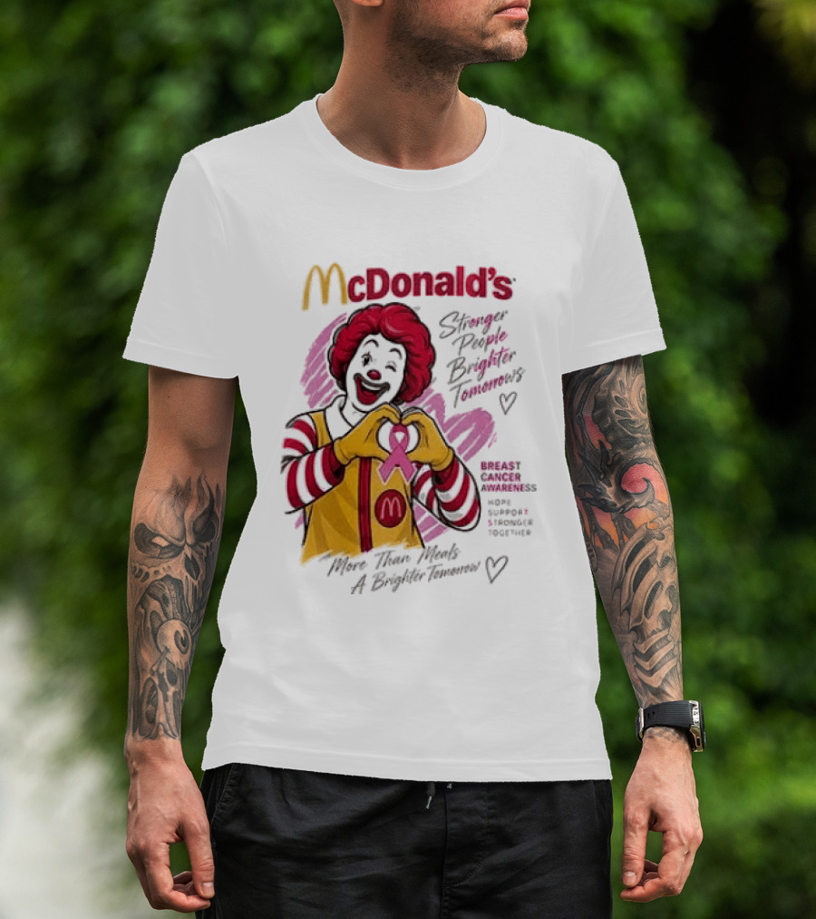 McDonald's Ronald McDonald Breast Cancer Awareness "More Than Meals A Brighter Tomorrow" Pink Ribbon T-Shirt