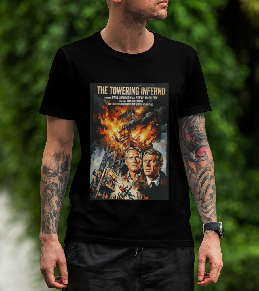 The Towering Inferno Paul Newman Steve McQueen Skyscraper Fire T-Shirt