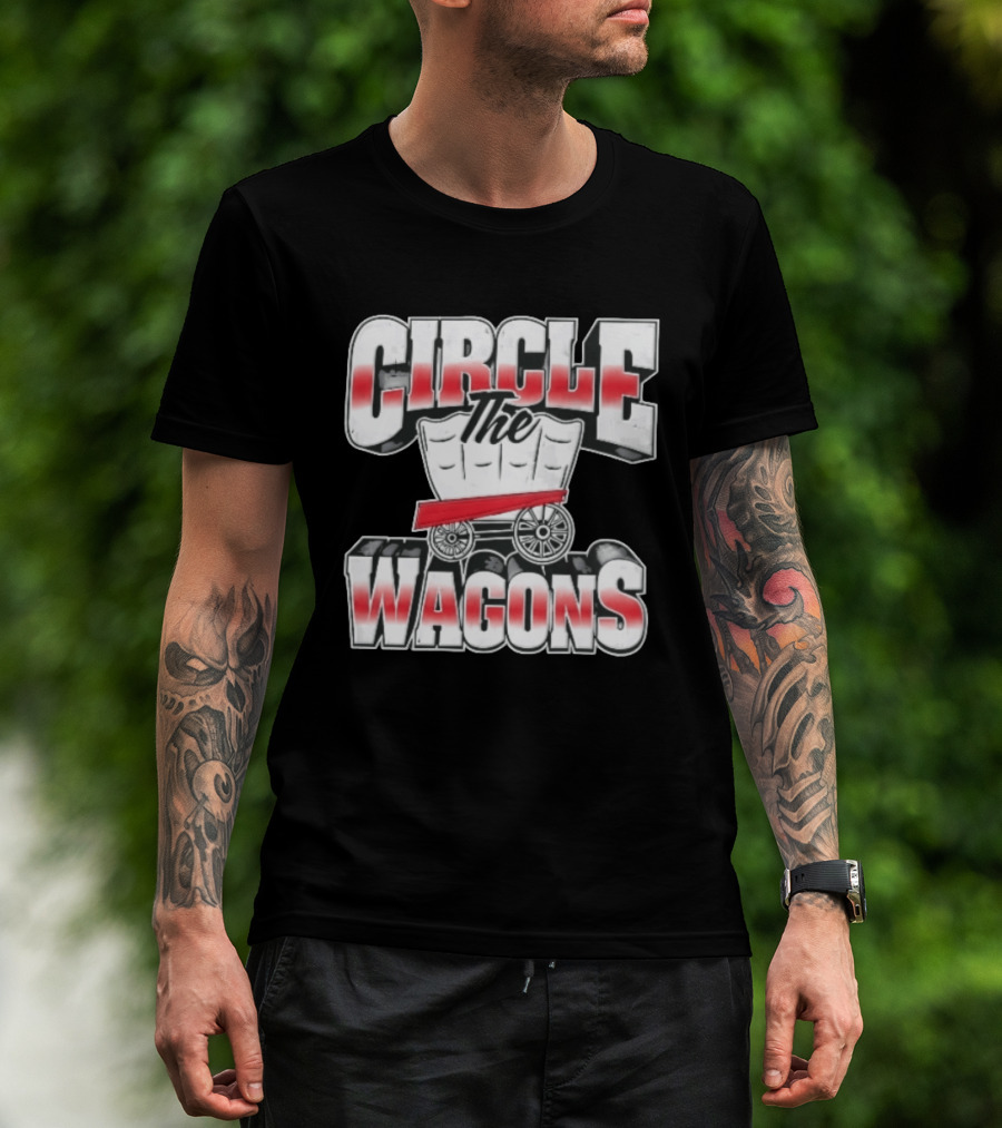 Circle The Wagons Pioneer Covered Wagon Red White 3D T-Shirt