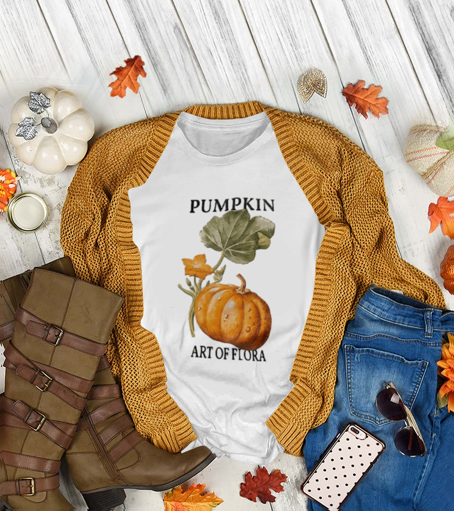 Pumpkin Art Of Flora Botanical T-Shirt