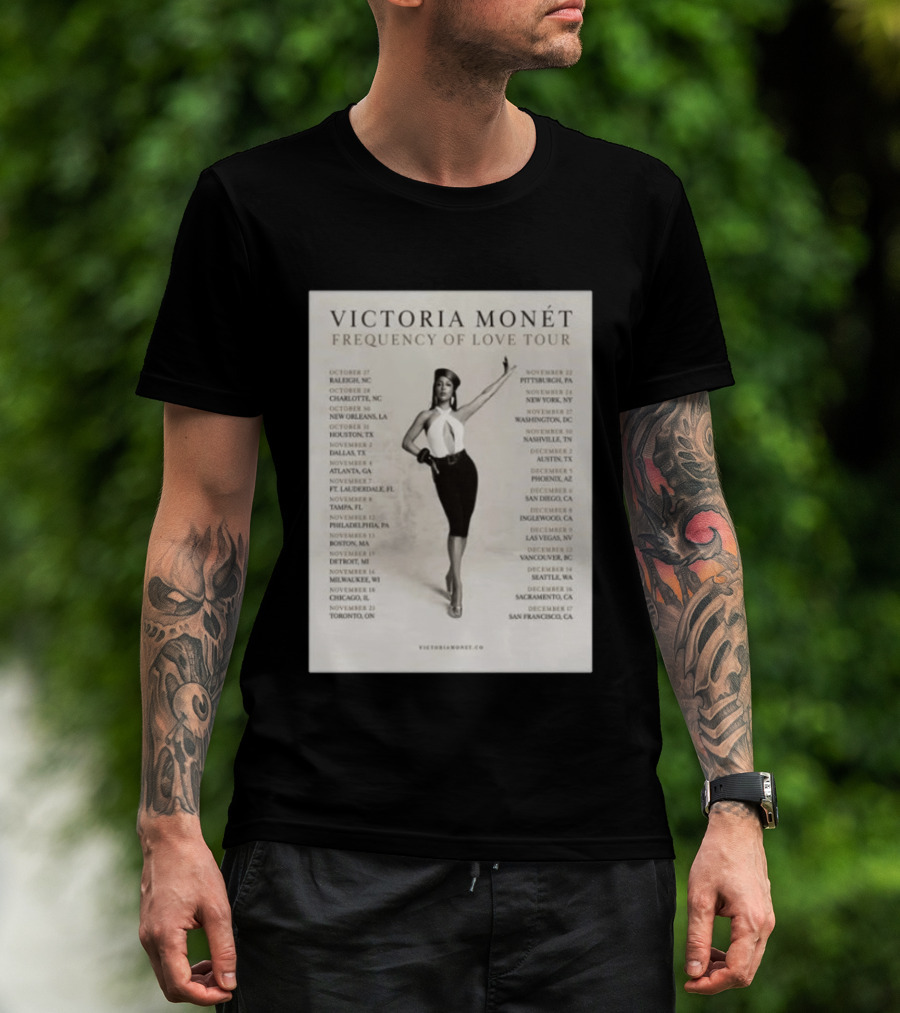 Victoria Monét Frequency Of Love Tour 2026 North America Dates Raleigh Charlotte New Orleans Houston Los Angeles Sacramento T-Shirt