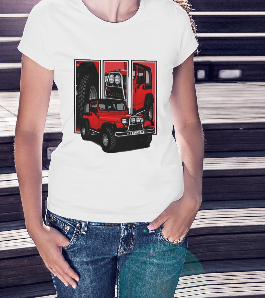 Red Jeep Wrangler 4x4 Off Road Adventure Vehicle Four Wheel Drive T-Shirt