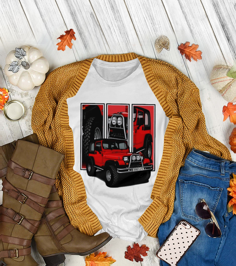 Red Jeep Wrangler 4x4 Off Road Adventure Vehicle Four Wheel Drive T-Shirt