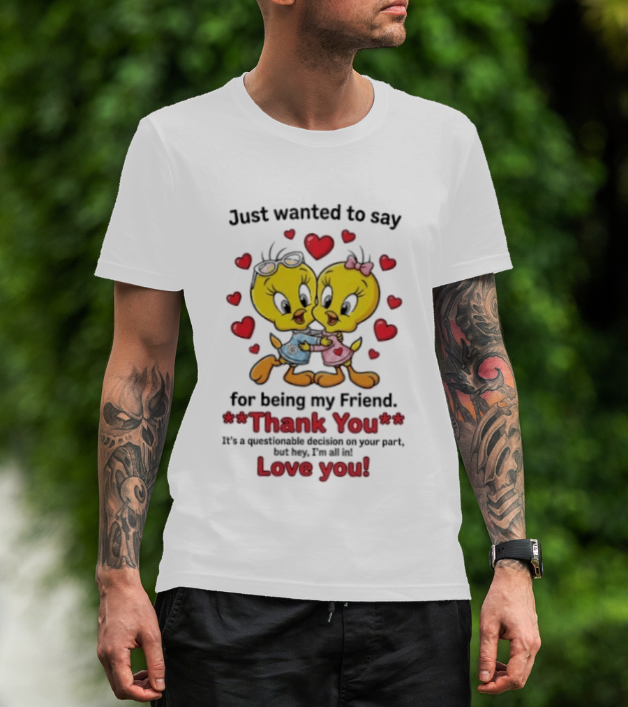 Just Wanted To Say Thank You For Being My Friend Tweety Bird Love You T-Shirt