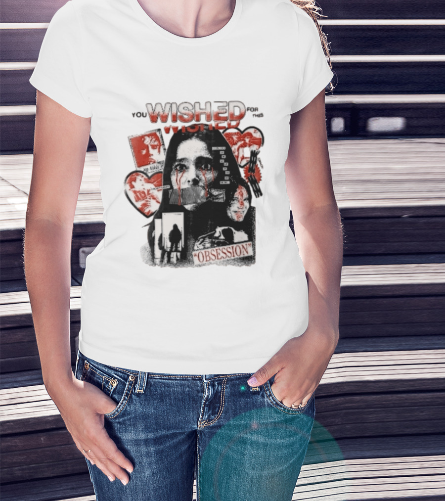 You Wished For This Obsession Nikki Halftone Gagged Woman Blood Tears Collage T-Shirt