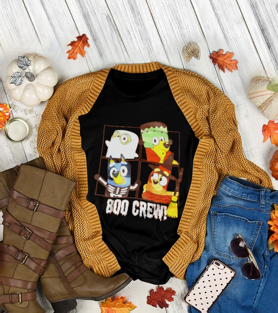 Boo Crew Bluey Halloween Ghost Frankenstein Witch Skeleton T-Shirt