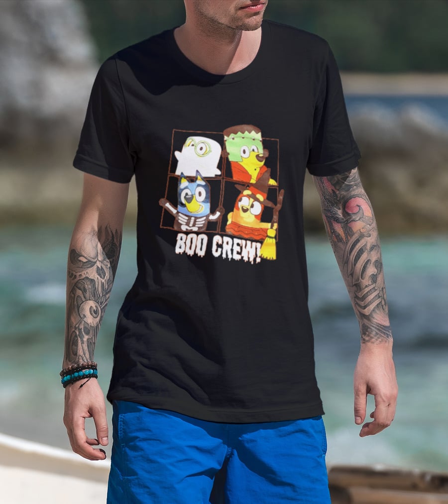 Boo Crew Bluey Halloween Ghost Frankenstein Witch Skeleton T-Shirt