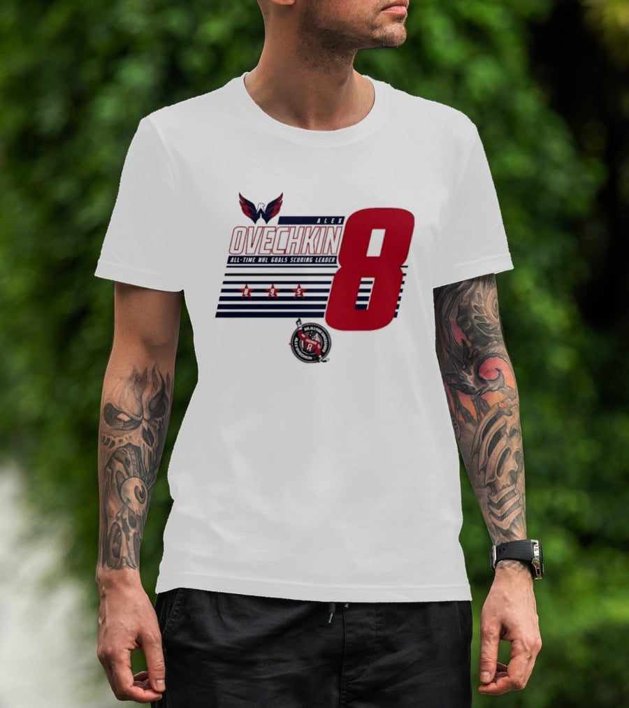 Alex Ovechkin 8 NHL All Time Goals Leader Washington Capitals Stars And Stripes T-Shirt
