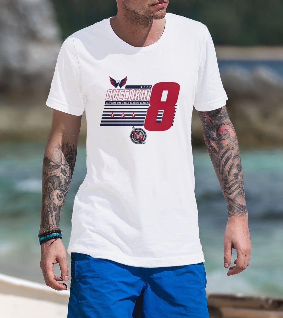 Alex Ovechkin 8 NHL All Time Goals Leader Washington Capitals Stars And Stripes T-Shirt