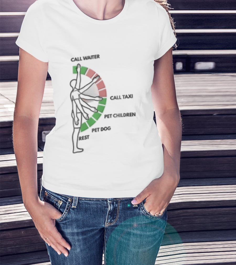 Call Waiter Call Taxi Pet Children Pet Dog Rest Arm Movement Chart T-Shirt