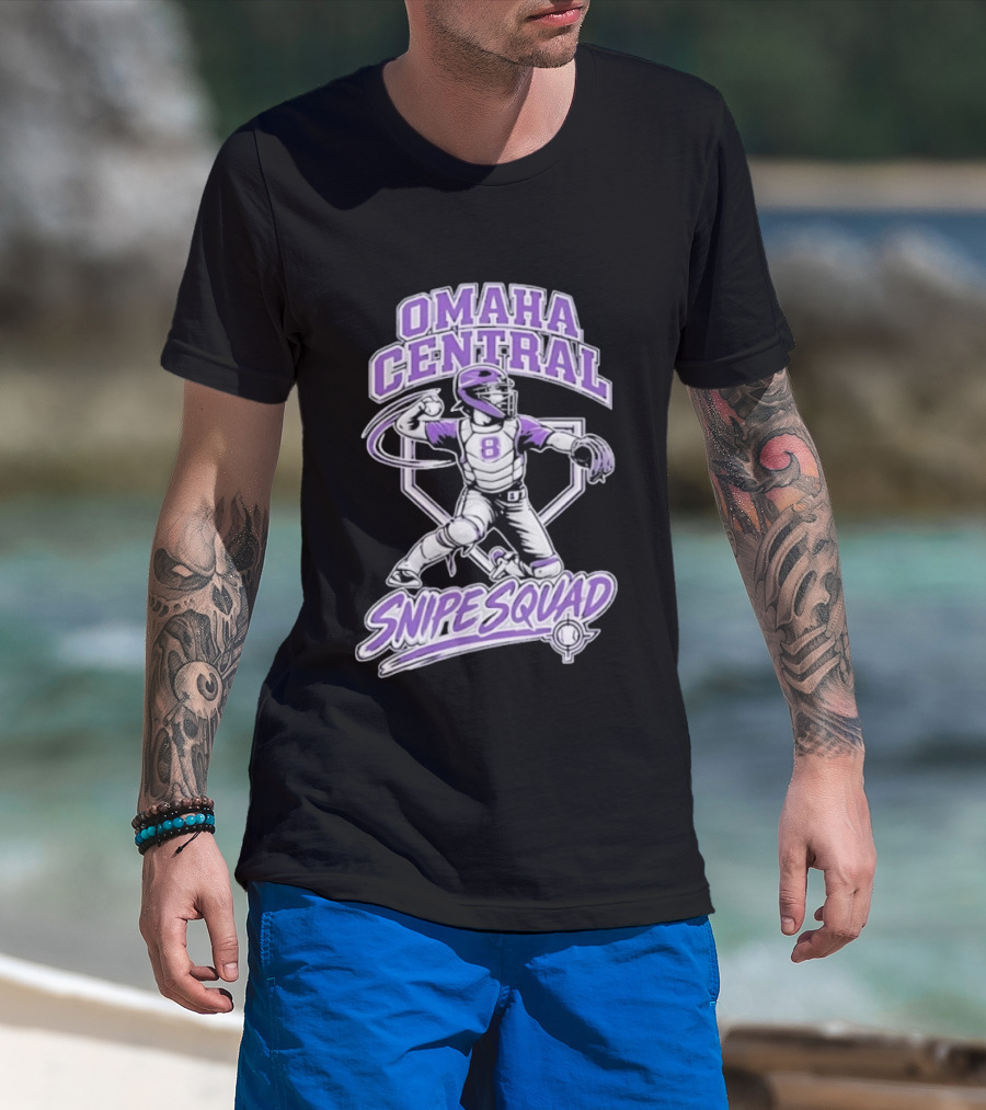 Omaha Central Snipe Squad Baseball Catcher Number 8 T-Shirt