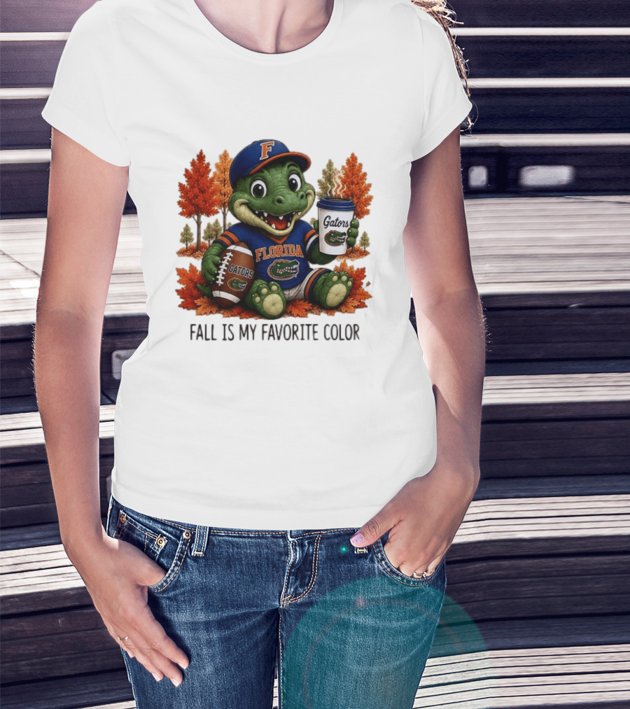 Florida Gators Fall Is My Favorite Color Gators Football Mascot Coffee Football Autumn Leaves T-Shirt