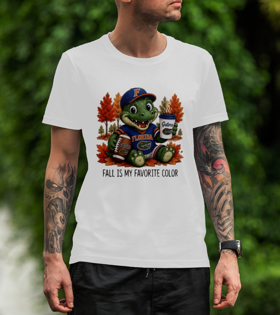 Florida Gators Fall Is My Favorite Color Gators Football Mascot Coffee Football Autumn Leaves T-Shirt