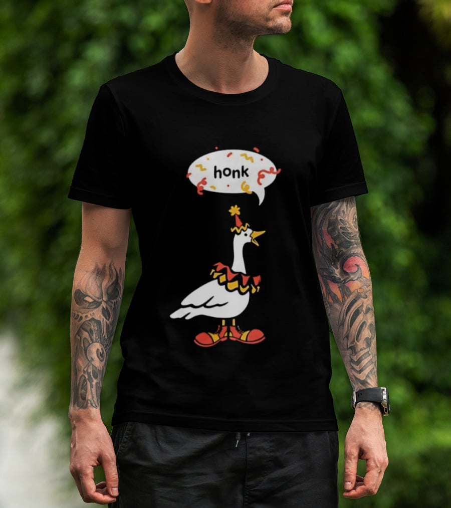 Honk Clown Goose Circus Costume With Confetti Speech Bubble T-Shirt