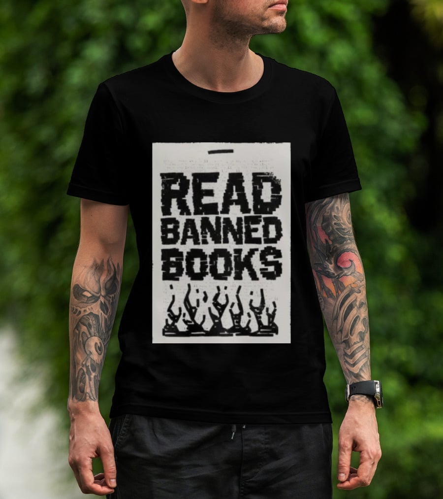 Read Banned Books Advocacy With Rising Flames T-Shirt