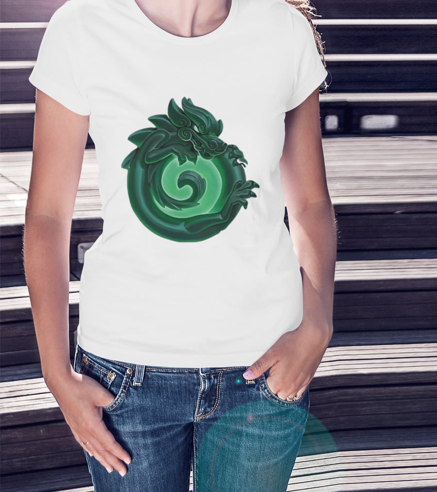 Green Jade Dragon Ouroboros Mythology Symbolic T-Shirt