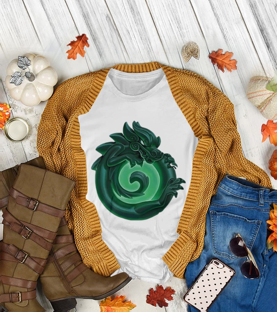 Green Jade Dragon Ouroboros Mythology Symbolic T-Shirt