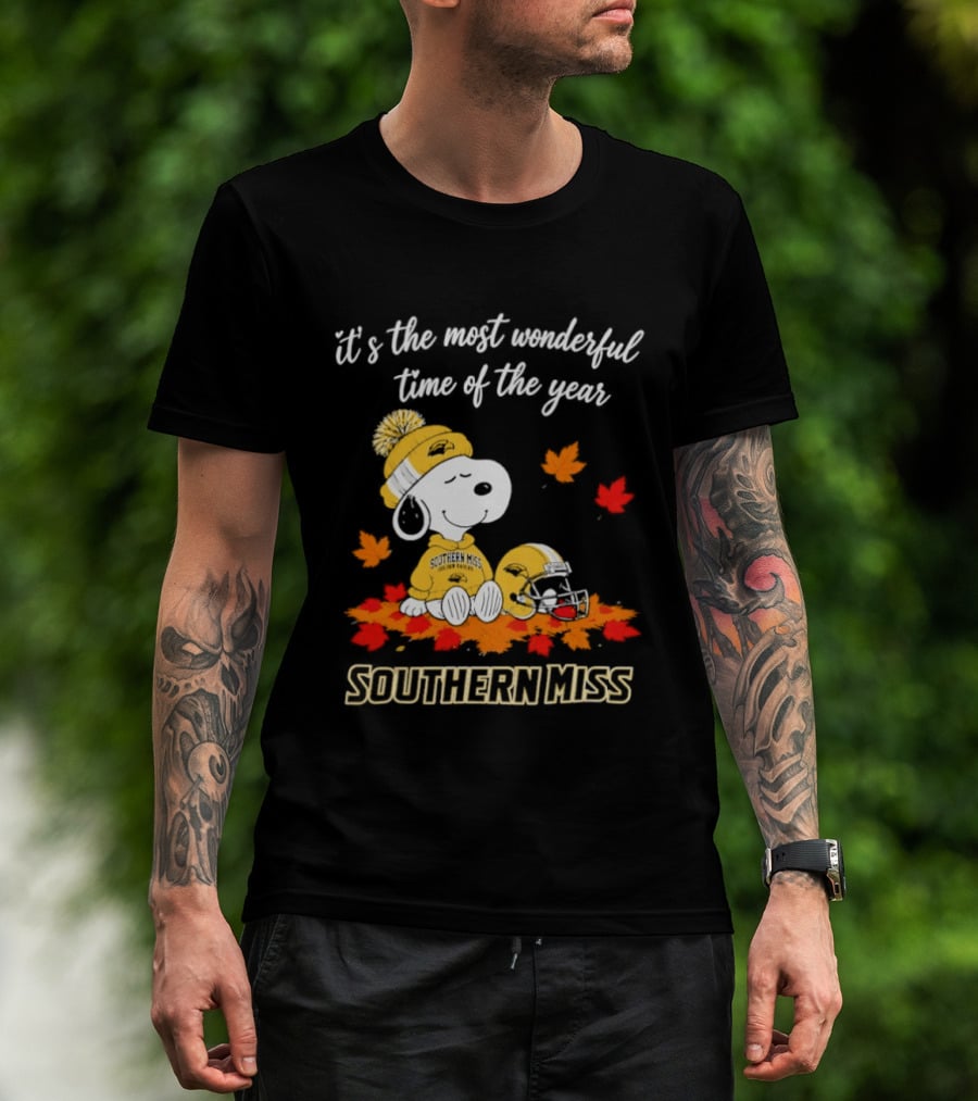 Snoopy It's The Most Wonderful Time Of The Year Southern Miss Golden Eagles Peanuts Fall Football T-Shirt