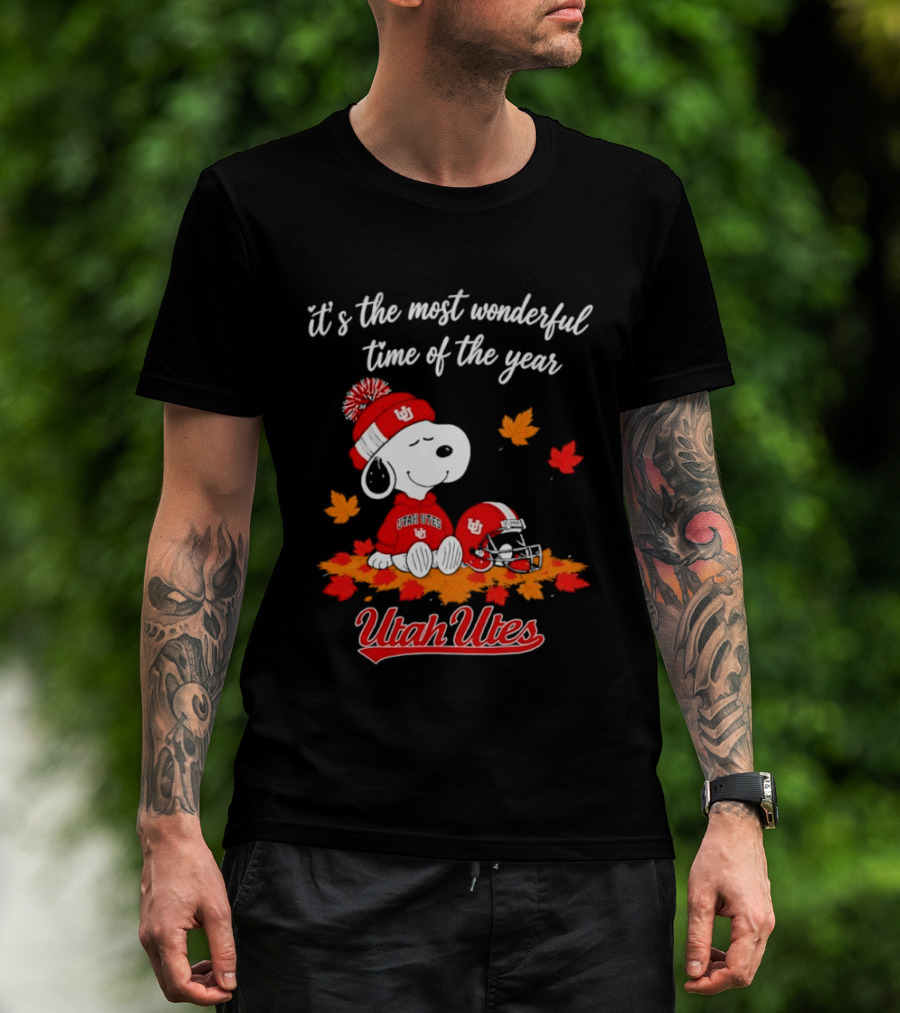 Snoopy It's The Most Wonderful Time Of The Year Utah Utes Autumn Cozy Vibe T-Shirt