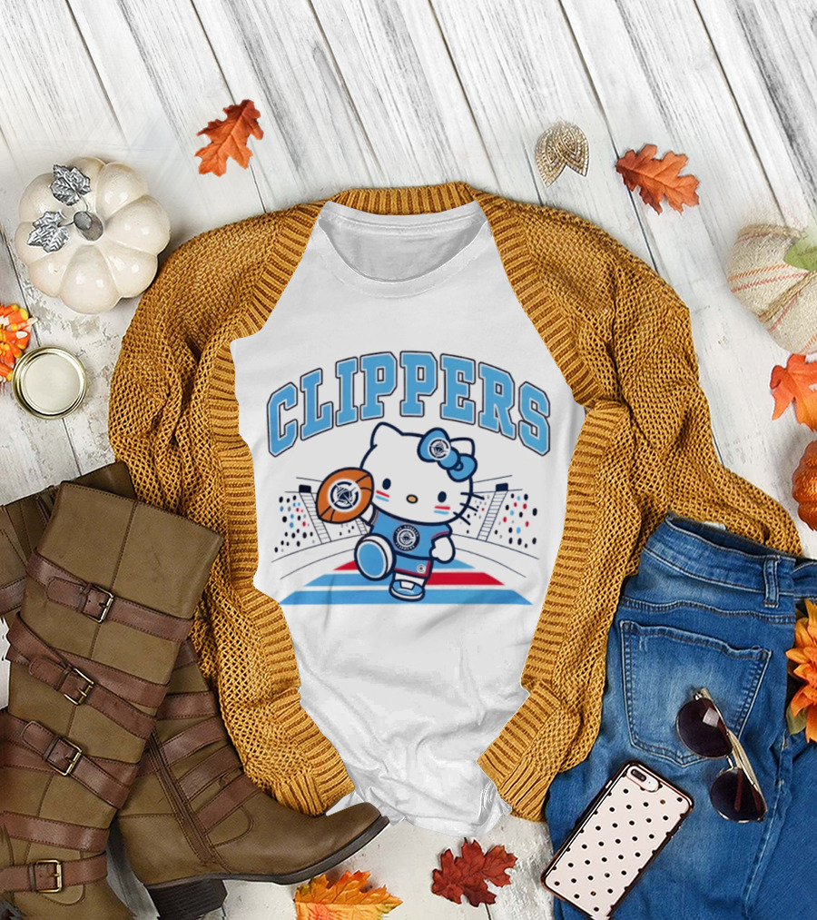 Hello Kitty Clippers 2026 NBA Season Basketball Fan Collaboration T-Shirt