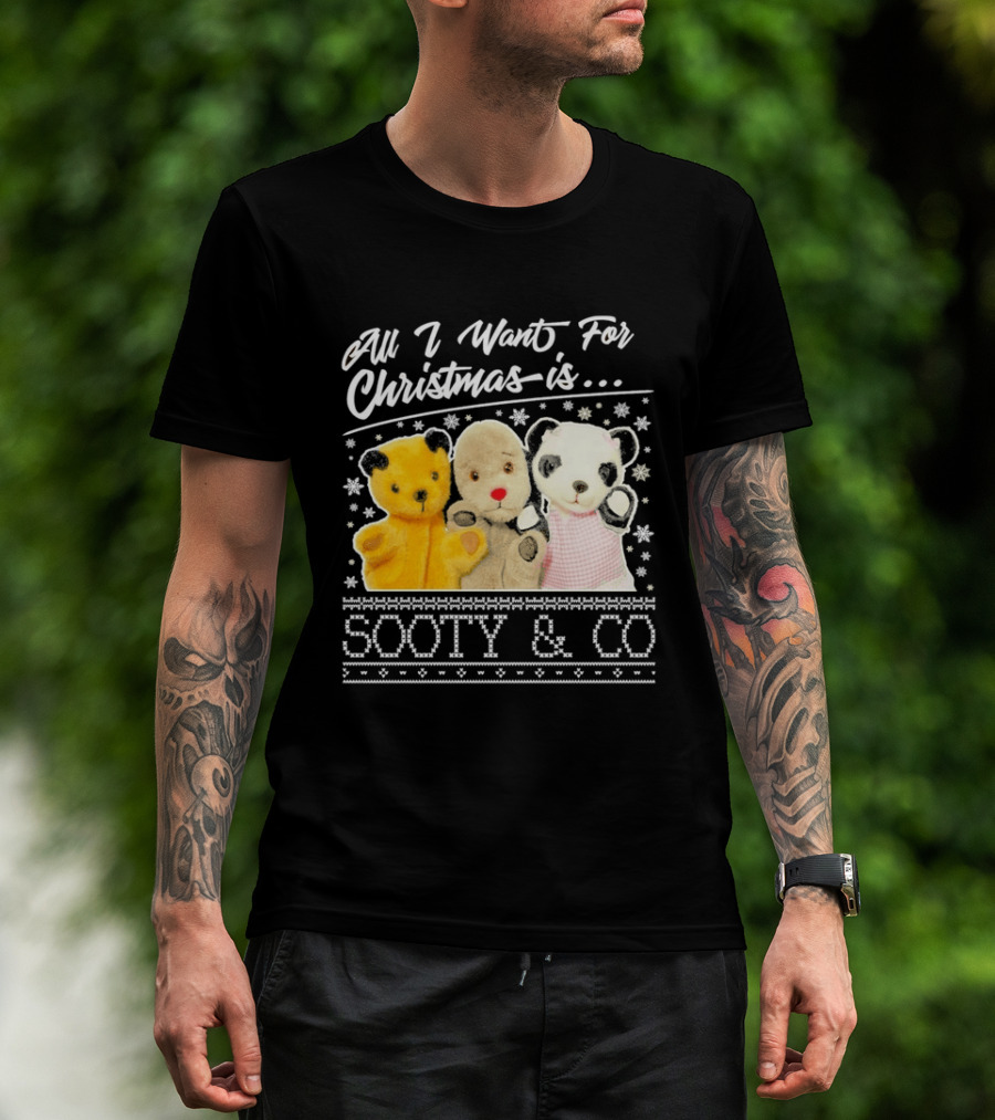 All I Want For Christmas Is Sooty And Co Vintage Stuffed Characters T-Shirt