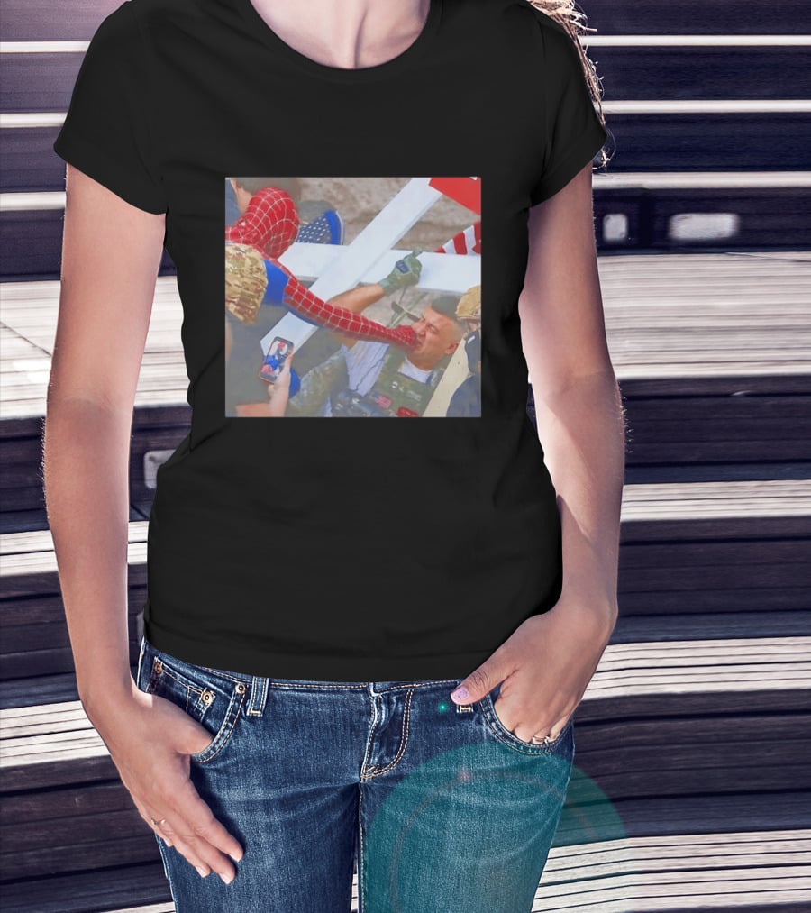 Invisible Touch Spider Man Meets Protester Face Off T-Shirt