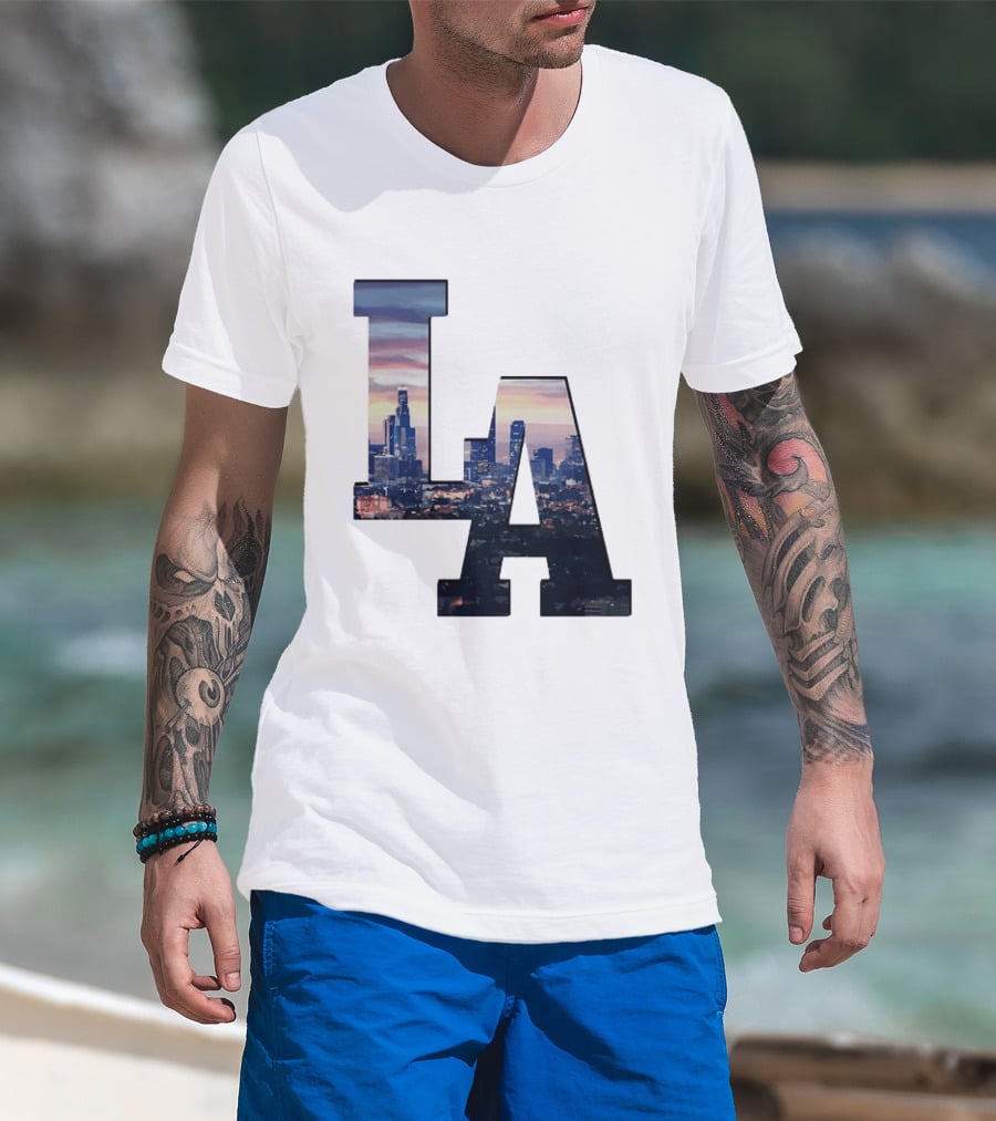 Los Angeles City Skyline LA California Sunset View T-Shirt