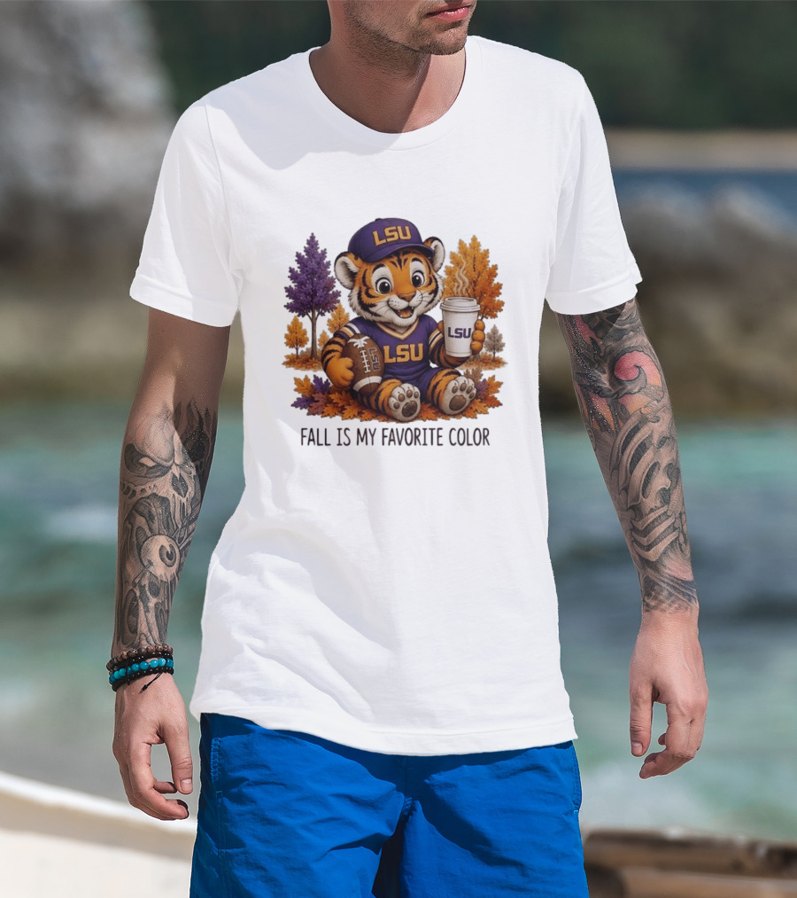 LSU Tiger Fall Is My Favorite Color College Football Cute Autumn T-Shirt
