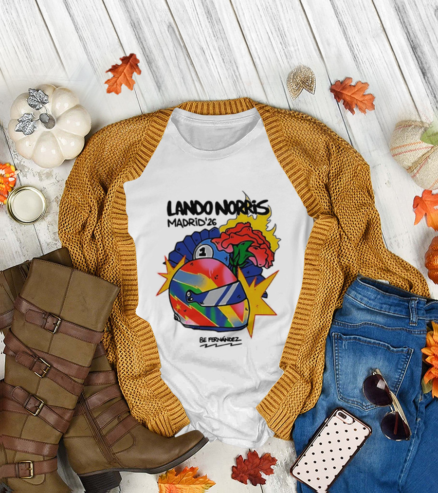 Lando Norris Madrid '26 Helmet Vibrant Art Explosion T-Shirt