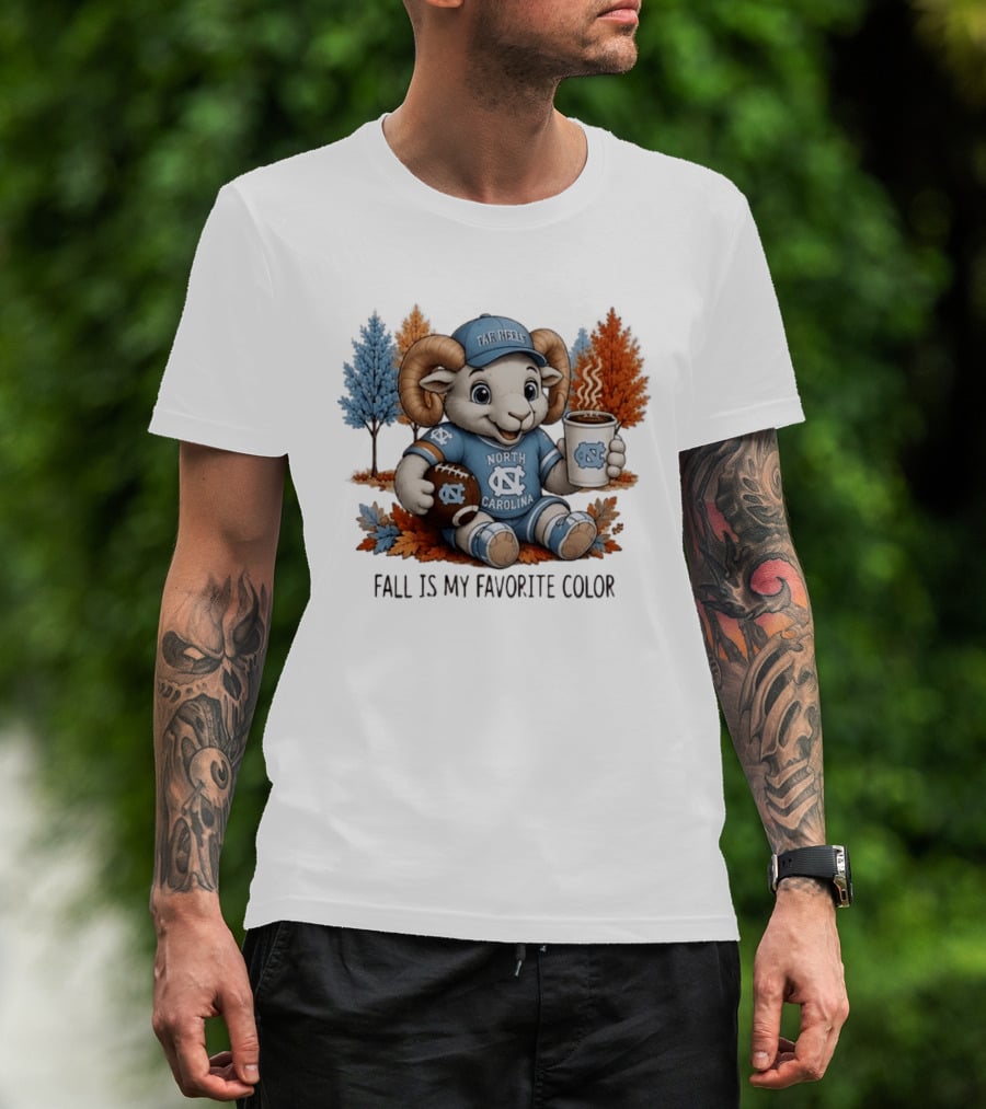 North Carolina Tar Heels Ram Fall Is My Favorite Color Football And Coffee T-Shirt