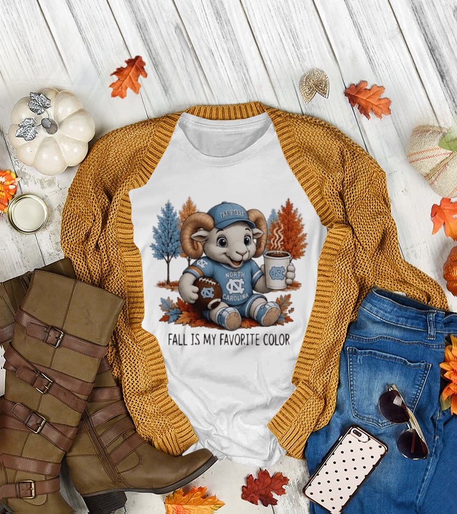 North Carolina Tar Heels Ram Fall Is My Favorite Color Football And Coffee T-Shirt