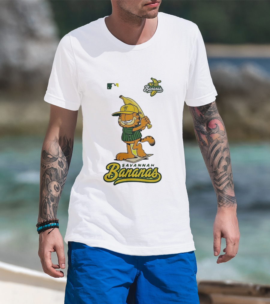 Savannah Bananas Cartoon Orange Cat Baseball MLB T-Shirt
