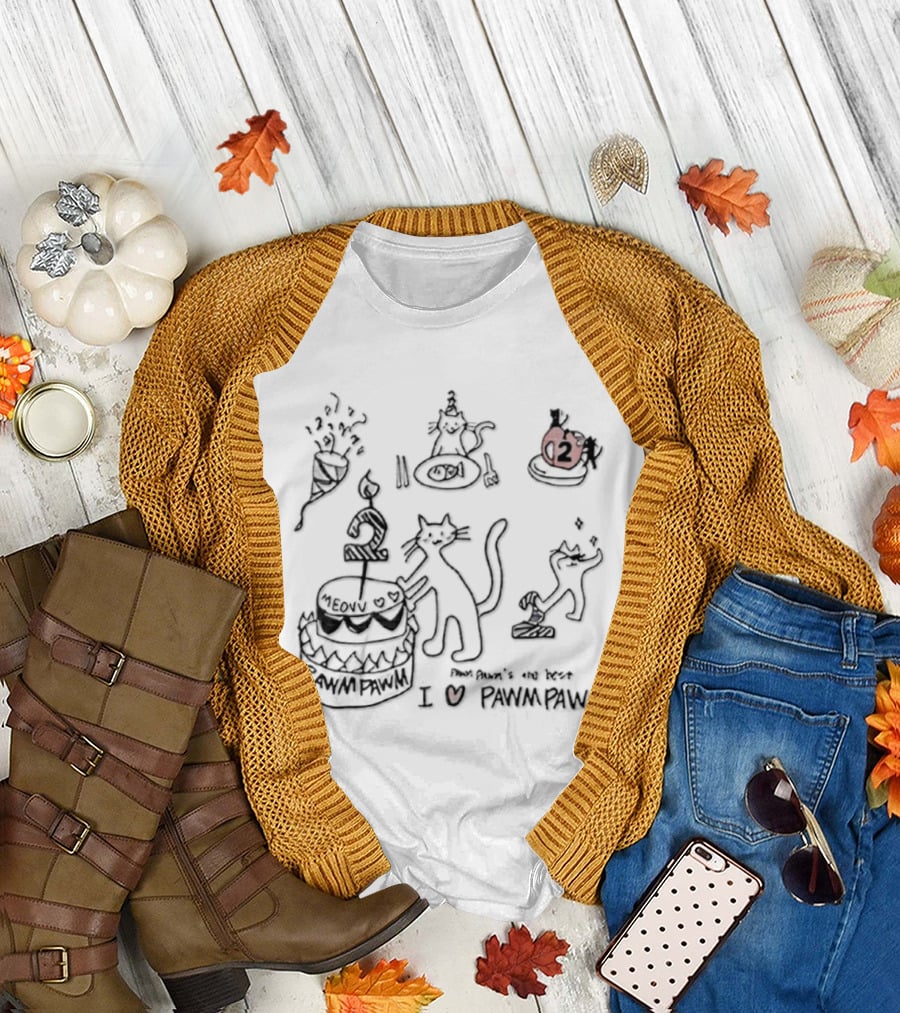 Pawm Pawm 2nd Birthday Meow Cat Celebration I Heart Pawm Pawm The Best T-Shirt