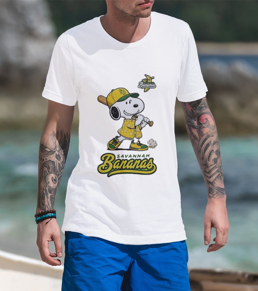 Snoopy Savannah Bananas Peanuts Baseball Collaboration T-Shirt