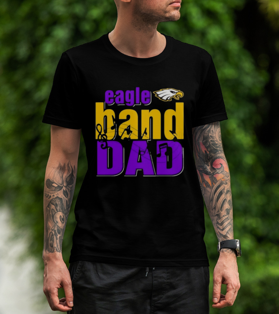 Eagle Band Dad With Eagle Head Icon Yellow And Purple T-Shirt