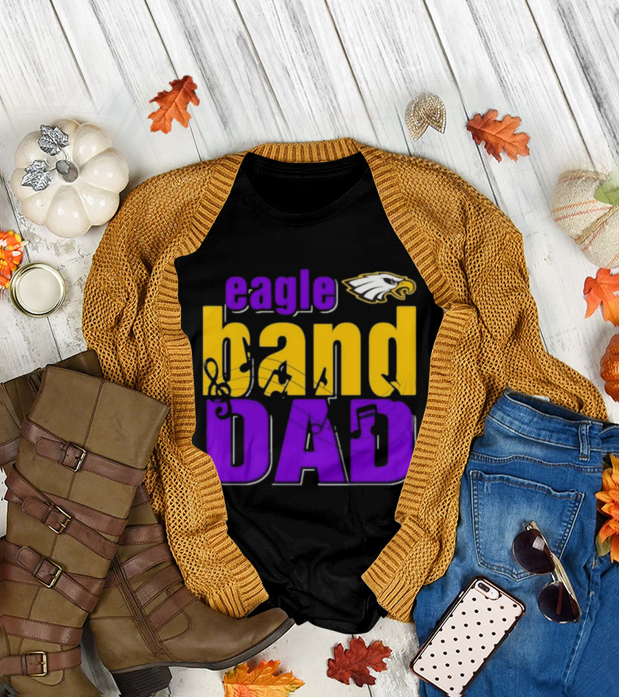 Eagle Band Dad With Eagle Head Icon Yellow And Purple T-Shirt