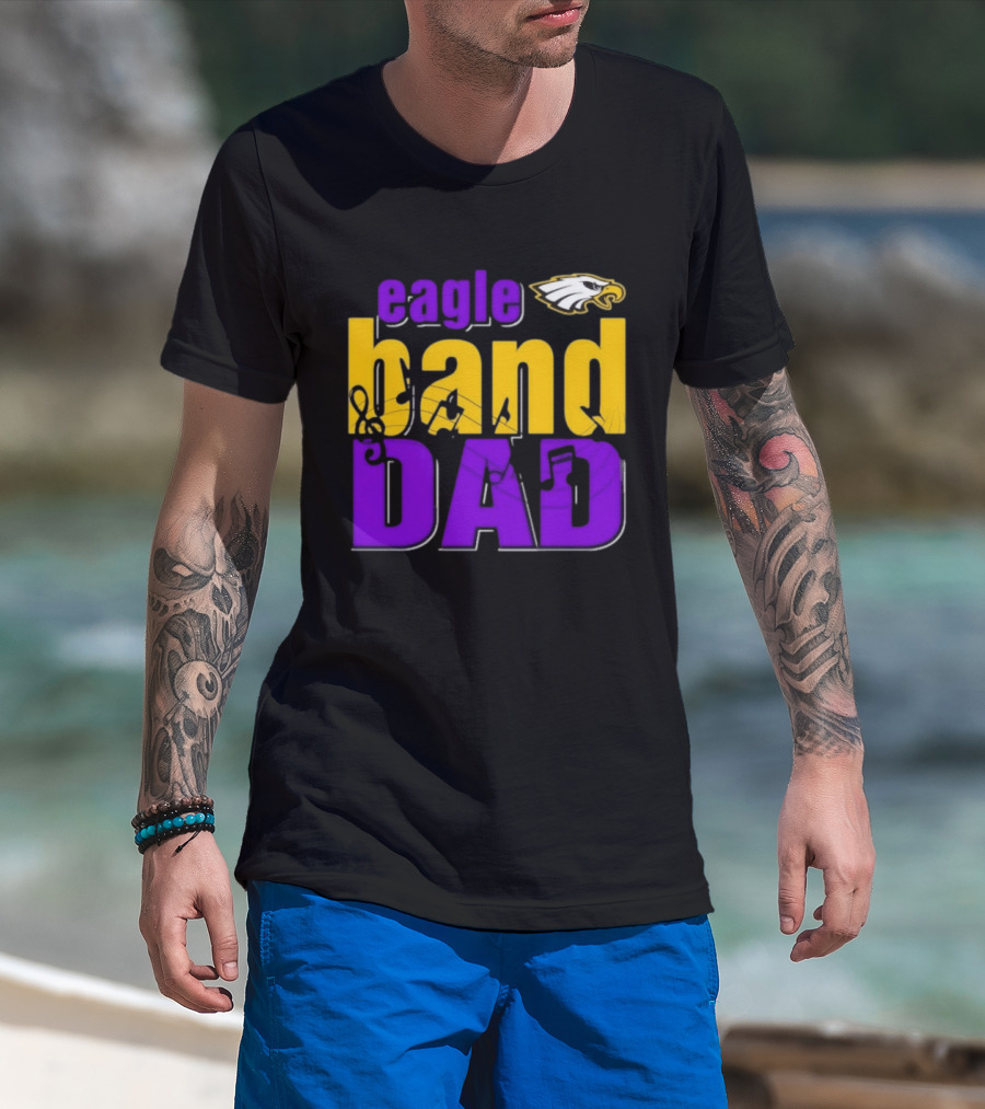 Eagle Band Dad With Eagle Head Icon Yellow And Purple T-Shirt