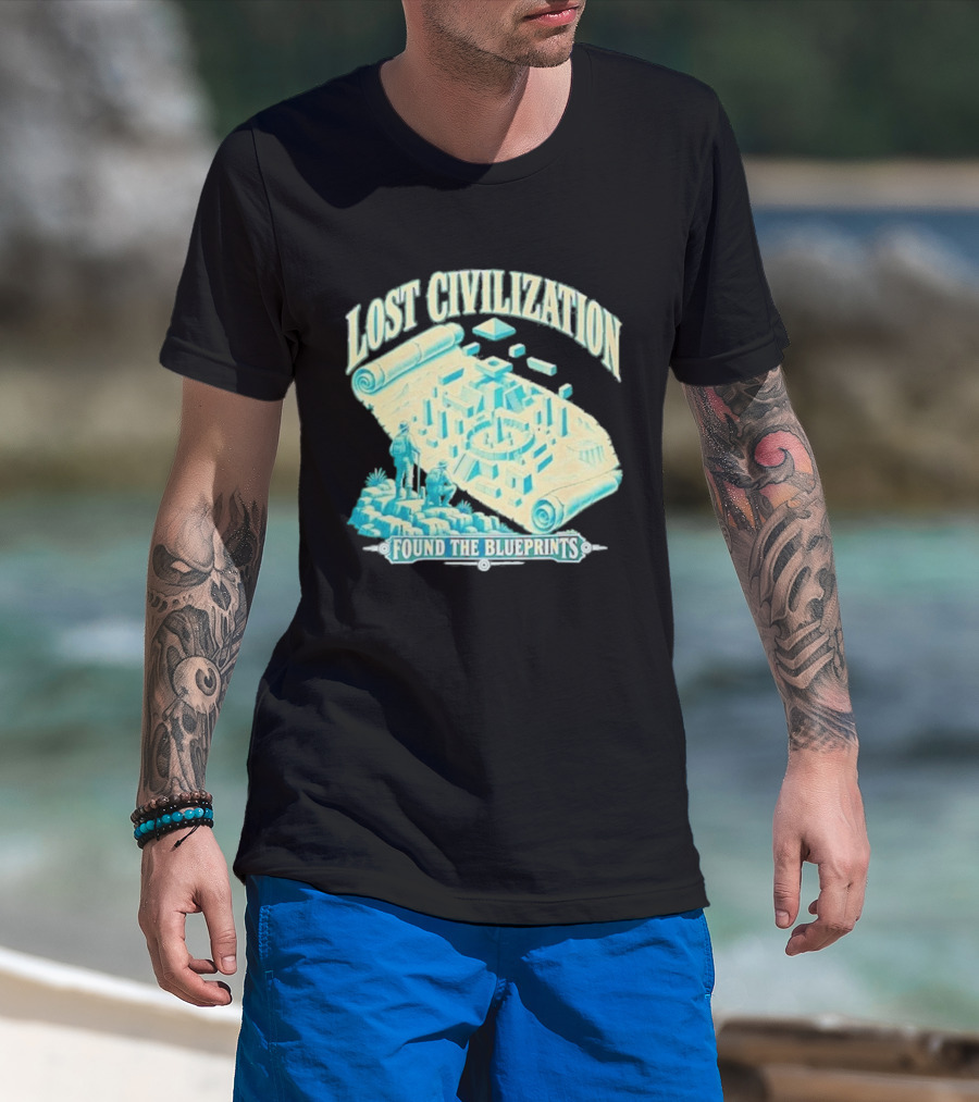 Lost Civilization Ancient Exploration Found Blueprints T-Shirt