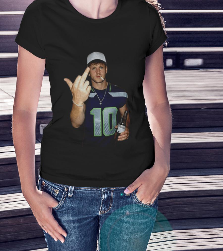 Seattle Seahawks Cooper Kupp Smoking Beer Gesture Iconic Football T-Shirt