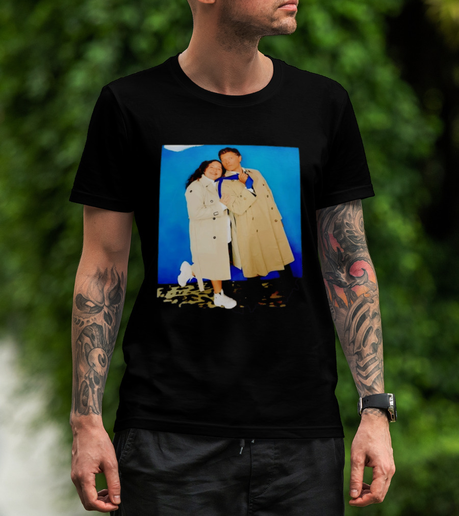 Misha Collins Castiel Supernatural Photo Trench Coat And Tie T-Shirt