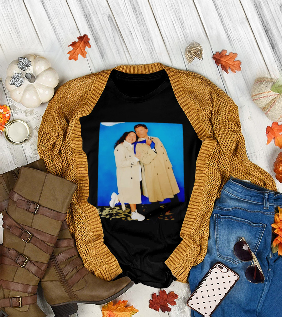 Misha Collins Castiel Supernatural Photo Trench Coat And Tie T-Shirt