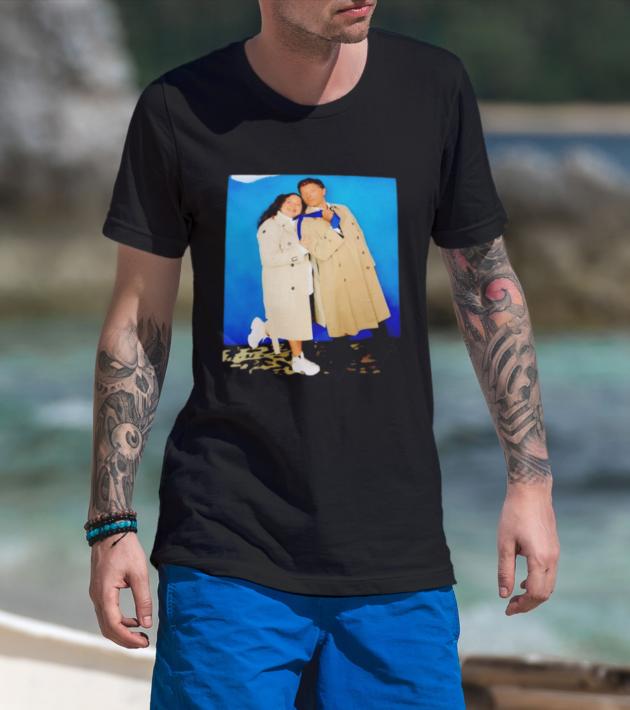 Misha Collins Castiel Supernatural Photo Trench Coat And Tie T-Shirt