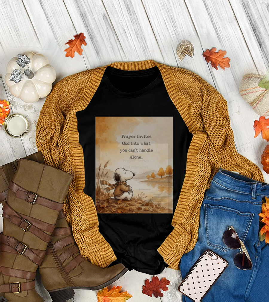 Snoopy Prayer Invites God Into What You Can't Handle Alone Autumn Scene T-Shirt